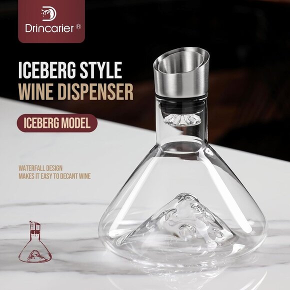 Iceberg Wine Decanter,Red Wine Carafe with Built-in-Aerator(1 Set) - Picture 5 of 8